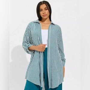 Striped Teal and White Oversized Shirt/kimono